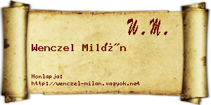 Wenczel Milán névjegykártya